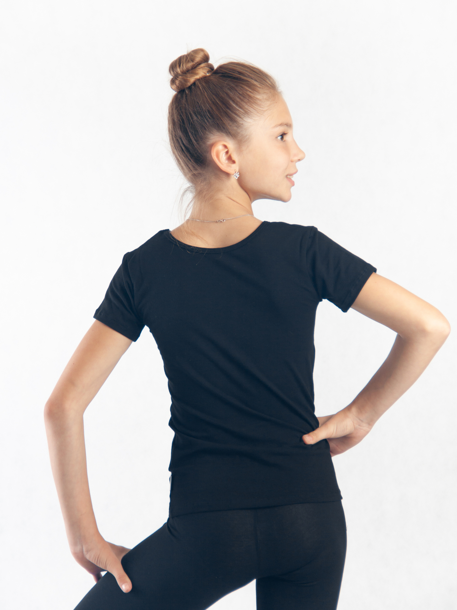 RIALITTA T-shirt basic, Black with rhinestones, Cotton (34-38) view 2