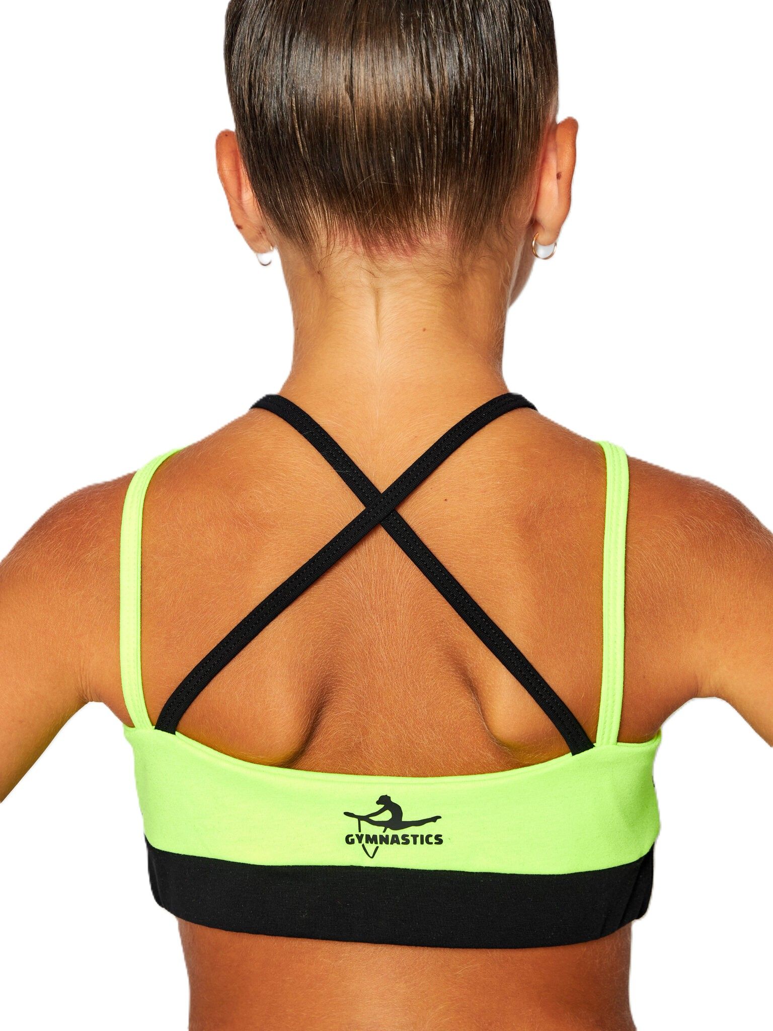 RIALITTA Top crossed straps, cotton (36-42) Lime/Black view 2