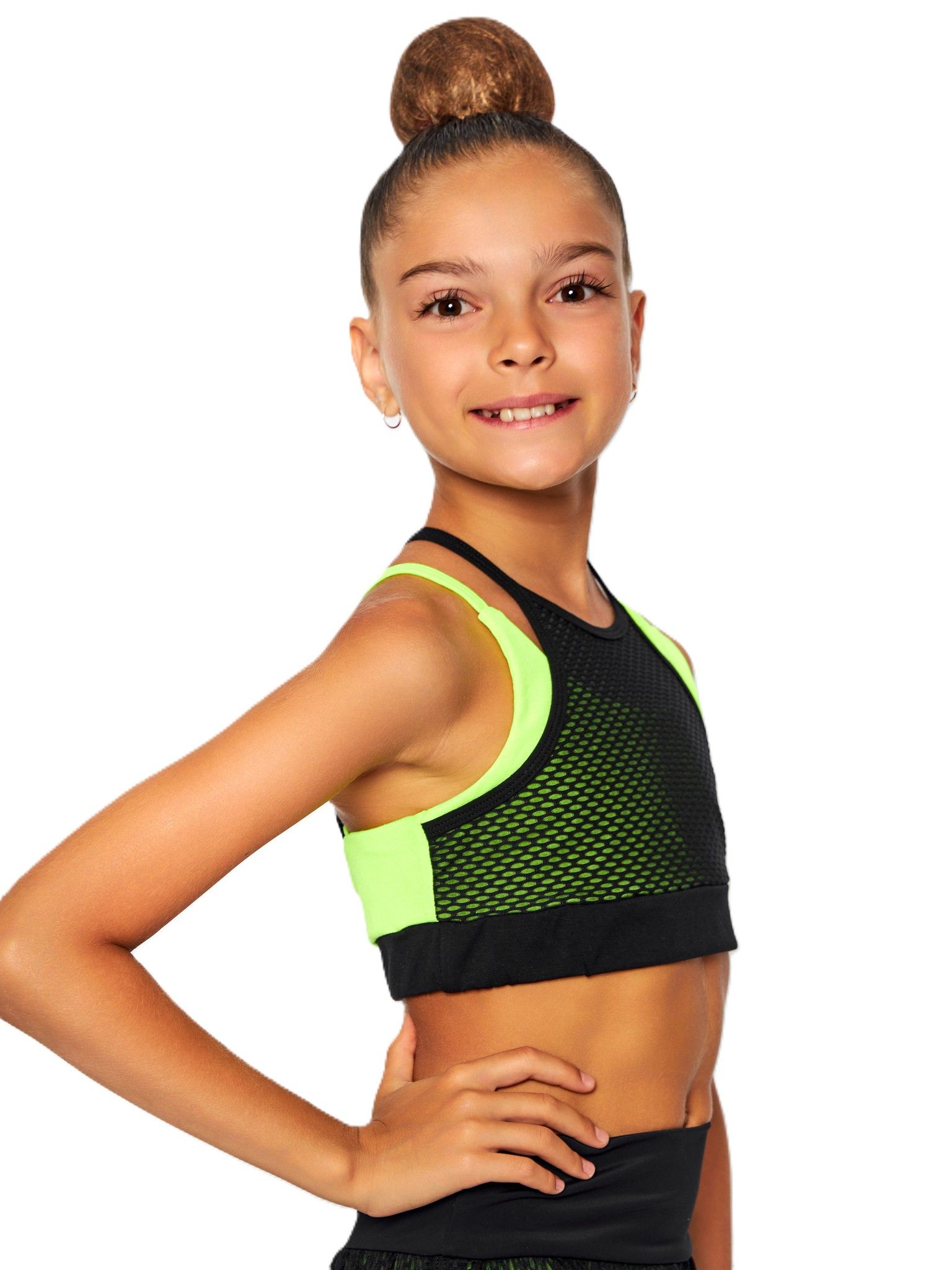 RIALITTA Top crossed straps, cotton (36-42) Lime/Black view 4