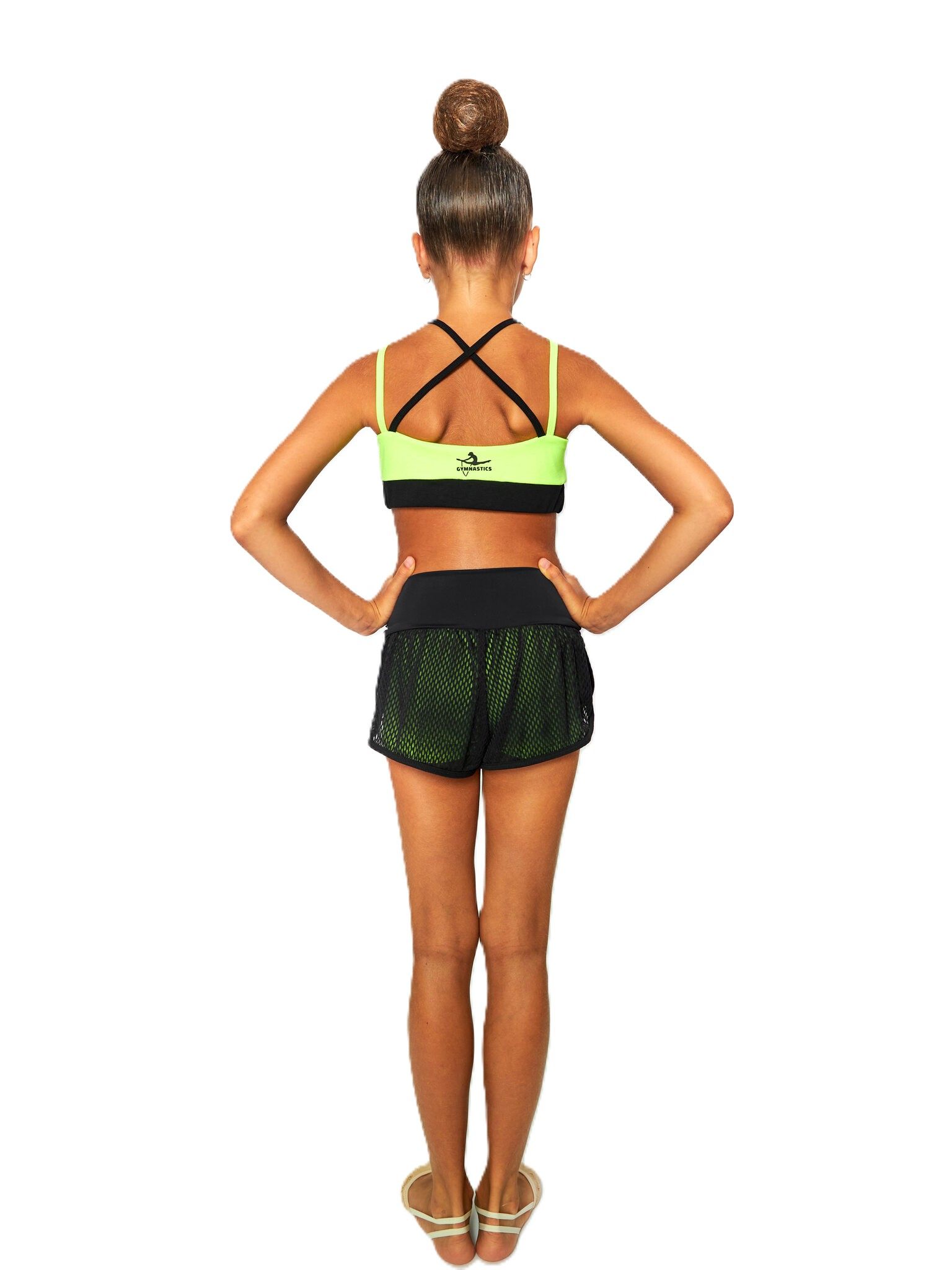 RIALITTA Top crossed straps, cotton (36-42) Lime/Black view 3