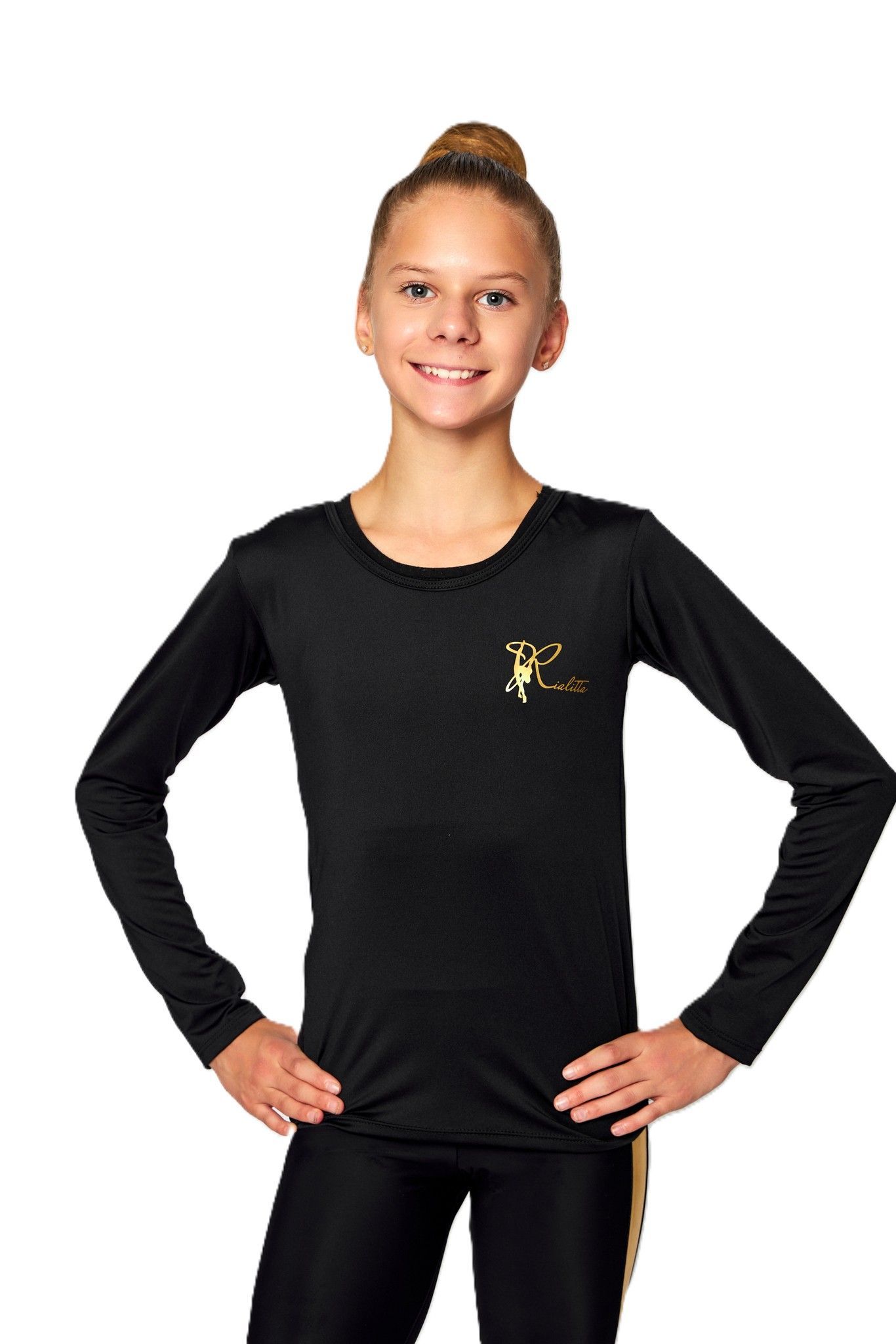RIALITTA Cotton Longsleeve , Black with Gold Logo (36-40)*