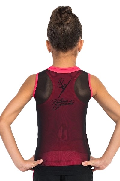 GF Double Layer racerback tank top "Fortune" Cotton-Biflex (36-42) Black-Coral view 3