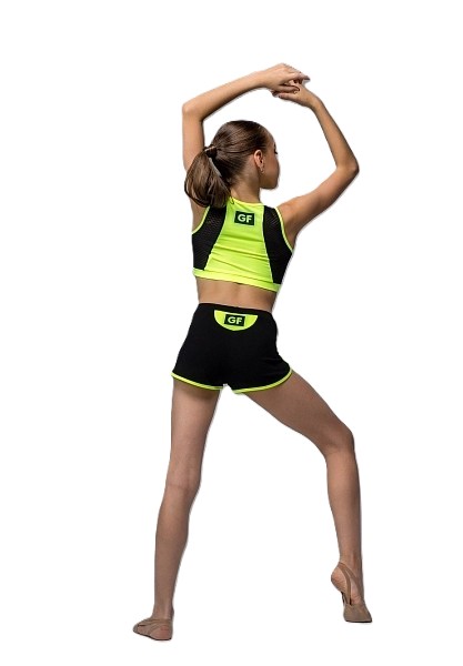 GF shorts "Diadema", Cotton, Black-Lime (34-40) view 3