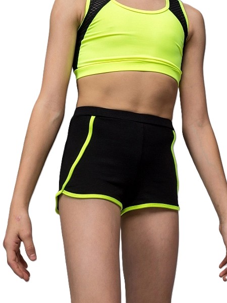 GF shorts "Diadema", Cotton, Black-Lime (34-40) view 2