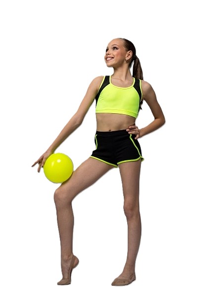 GF shorts "Diadema", Cotton, Black-Lime (34-40) view 4