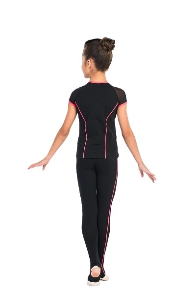 GF Leggings "Victoria" with stripes, open heel, Cotton Black-Coral (38-44)* view 2